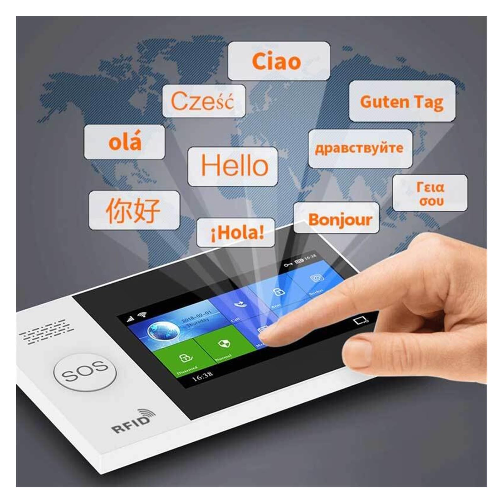Sistema di Allarme di Sicurezza Domestica, Smart Alarm Allarme di Sicurezza da 4.3 Pollici gsm for Supporto Domestico App Chiamata/SMS Telecomando(E Kit)