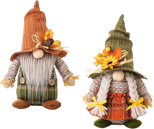 Miniatura 8 de Gonk de otoño, 2 gnomos de felpa de otoño, girasol, hoja de arce, mujeres y hombres, gnomos de cosecha, gnomos de cosecha, decoraciones de otoño