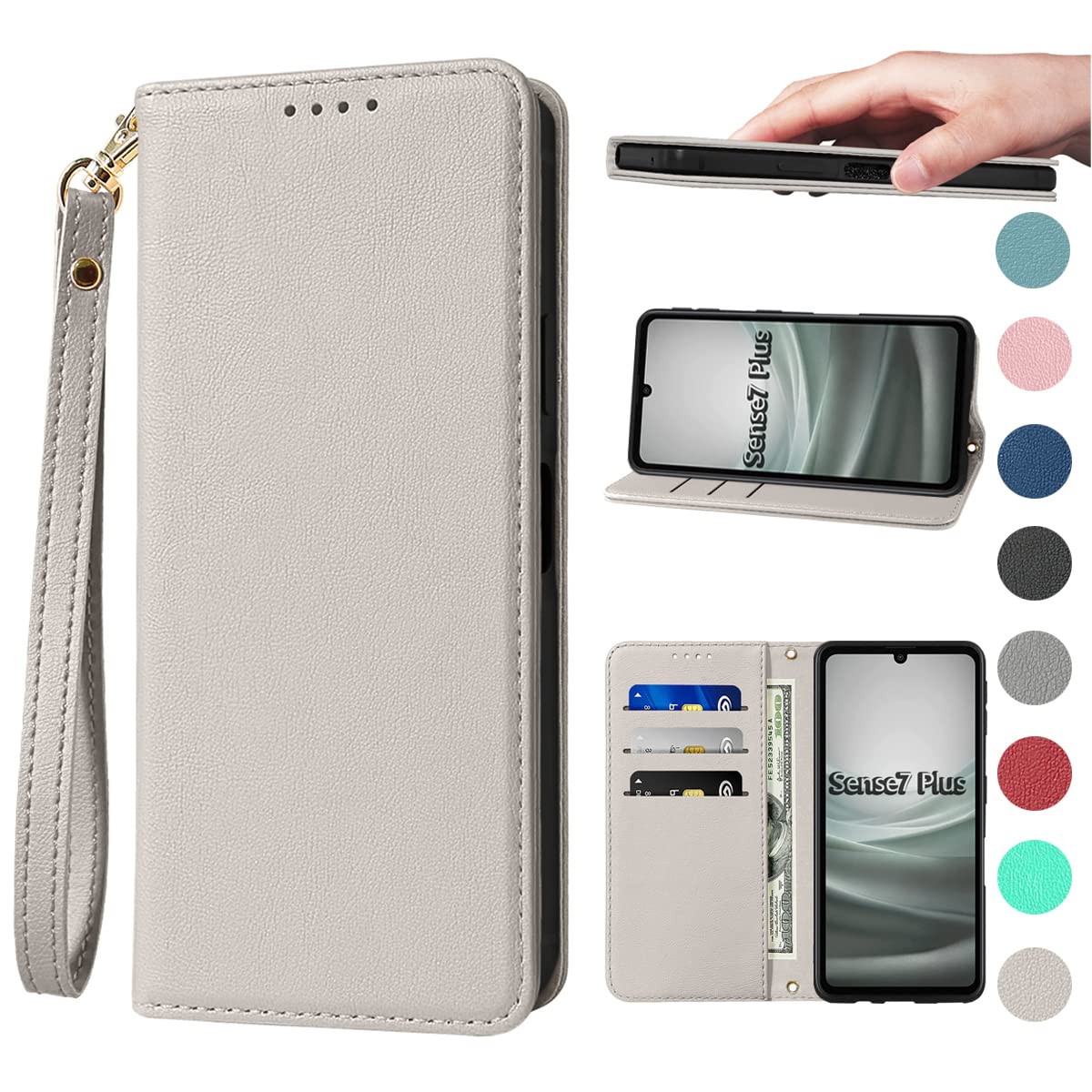 Amazon.co.jp: Sense7 Plus ケース 手帳型 高質PUレザー A208SH ケース 