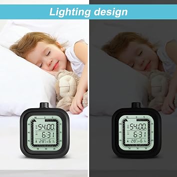 Visual Timer with Alarm Clock, Countdown 1-60 Minutes Kitchen Timer, Student Timer, Bathroom Timer Clock, Sports Timer, Time Manager, Digital Thermometer Hygrometer Black