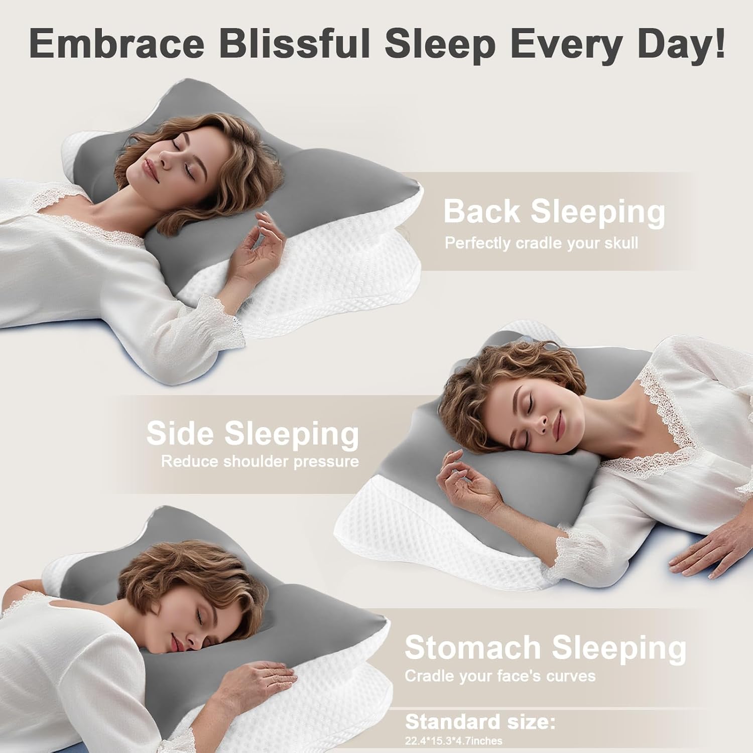 Side Sleeper Pillow for Neck Pain, 2 in 1 Height Soft Contour Pillows for Side Sleepers with Breathable Ice Silk Fabric, Queen Size Side Sleeper Pillow for Neck and Shoulder Pain