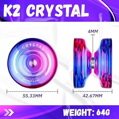 Miniatura 20 de MAGICYOYO K2 Crystal - Yoyo reactivo para niños, 2 yoyos profesionales, de doble función, para trucos con rodamiento no reactivo + 12 cuerdas +
