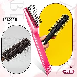 Yaomiao 2 Pcs Hair Brush Cleaner Tool 2-in-1, Black and Pink Hairbrush Cleaner for Removing Hair Dust, Mini Comb for Removing Dirt, Home Salon Use