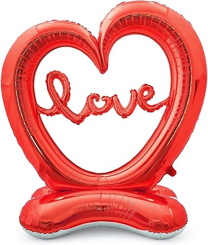 Soochat Globo gigante con forma de corazón de pie, globo de papel de aluminio, aniversario, boda, día de San Valentín, fiesta de cumpleaños,