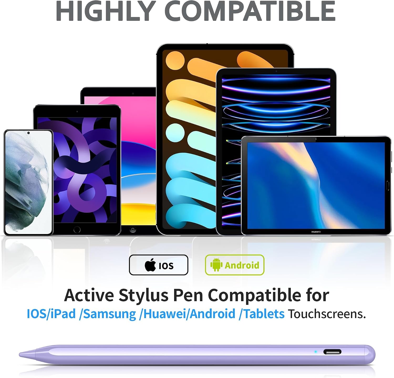 DRYMOKINI 2-Pack Active Stylus Pens for Touch Screens, Purple image 2