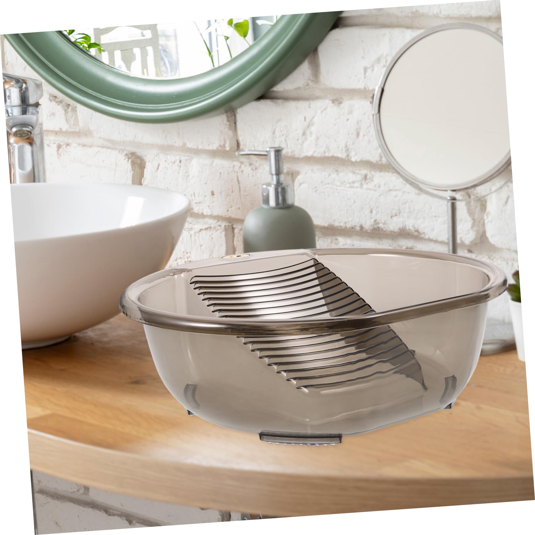 Bacinella per Bucato con Lavatoio Integrato Pet per Casa | Uso in Casa e Dormitorio, Grigio, Facile da Trasportare, Capacità di Carico Elevata
