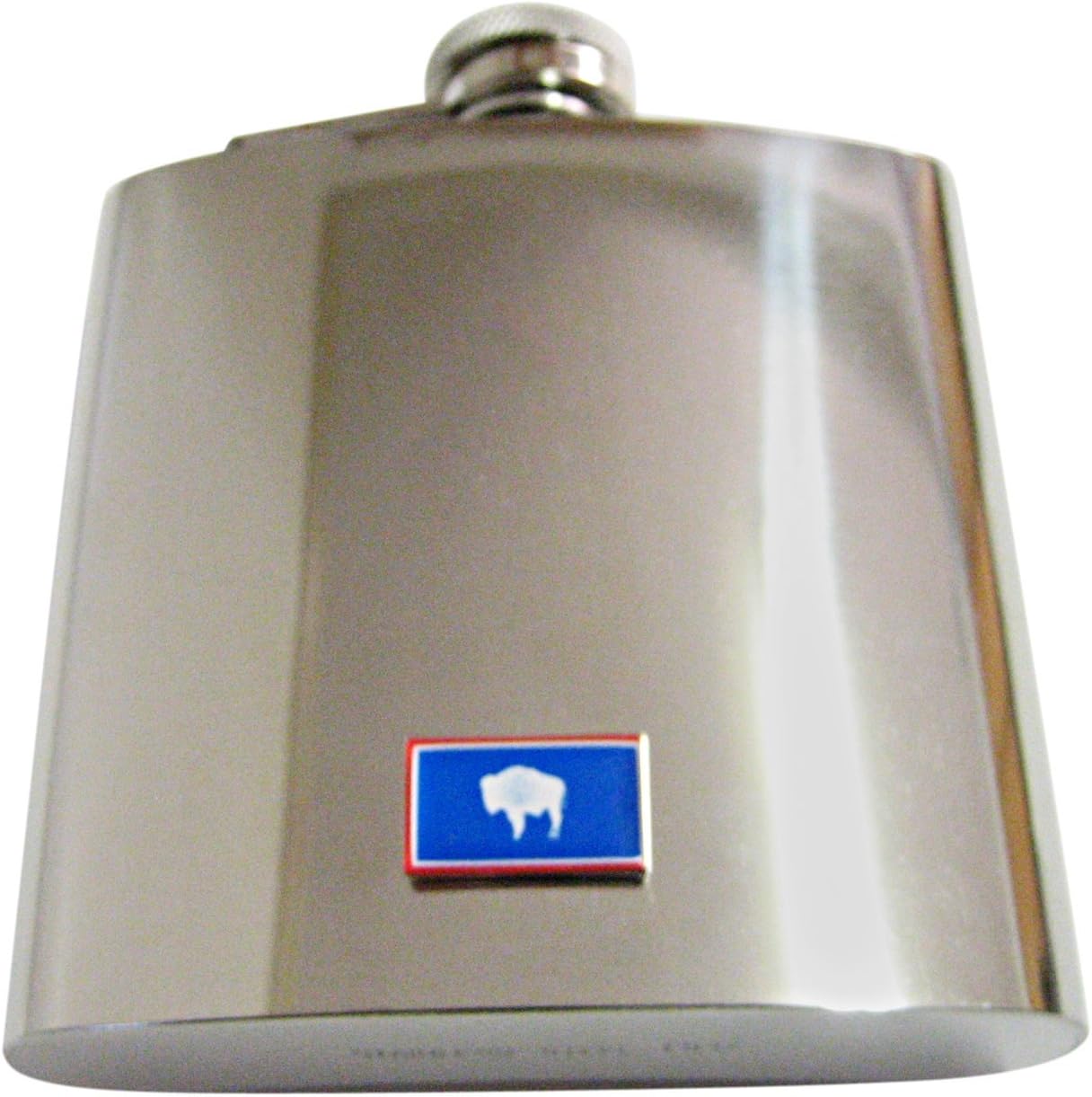Kiola Designs Wyoming State Flag Pendant 6 Oz. Stainless Steel Flask