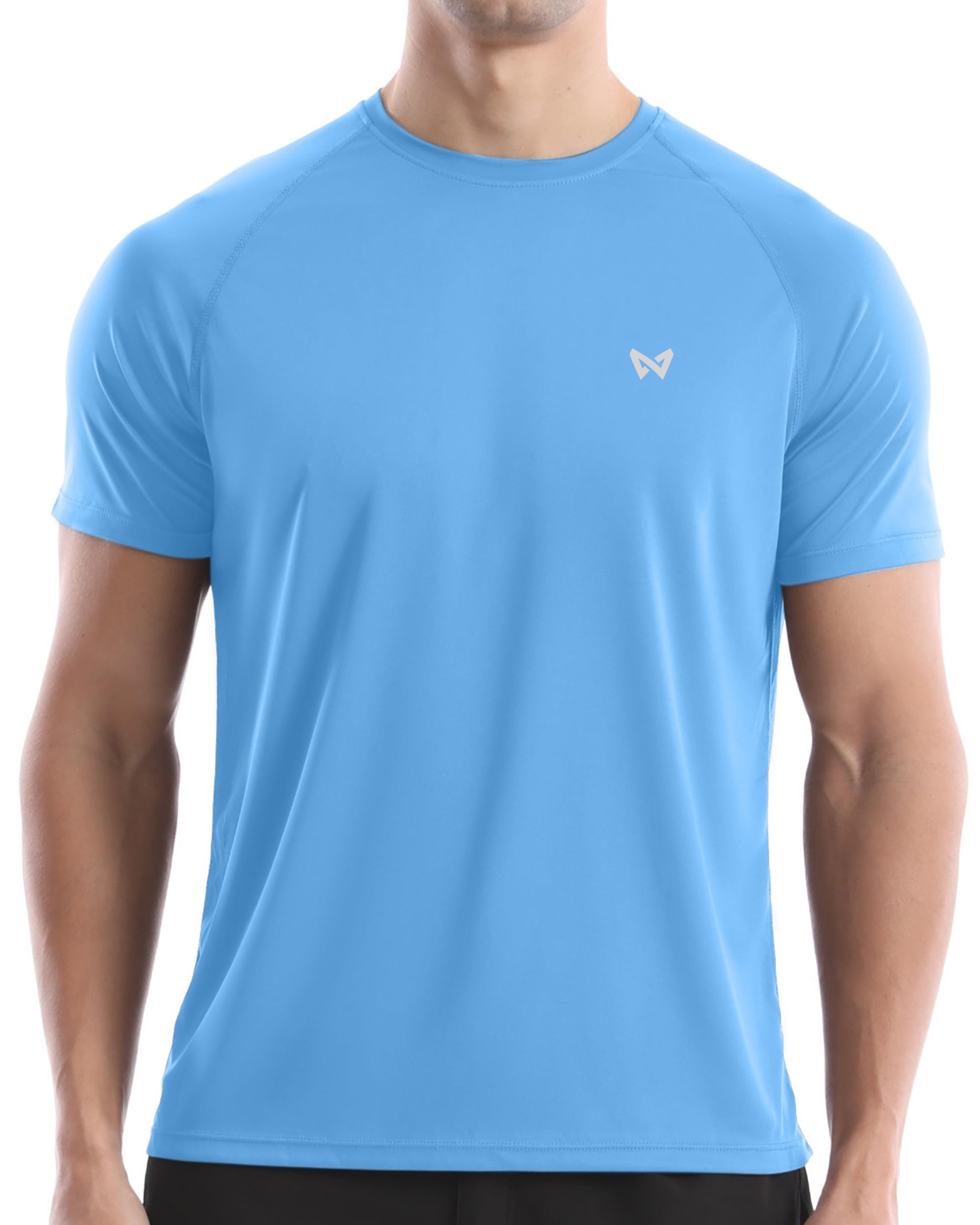WISMBOX Herren Kurzarm UV-Shirt, UPF 50+ Sonnenschutz Schwimmshirt, Schnelltrocknend & Atmungsaktiv, Rashguard für Surfen, Schwimmen & Strand