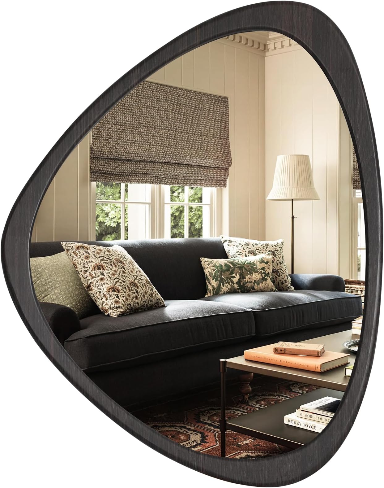 WallBeyond Asymmetrical Mirror, Irregular Wall Mirror, Wall Mirrors Decorative for Bedroom Living Room Entryway Hall, Wood Mirror for mid Century Modern Decor 25" H x 20" W, Black