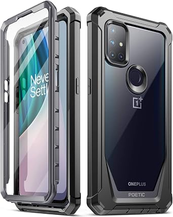 Poetic Guardian Series Case Designed for OnePlus Nord N10 5G, Full-Body Hybrid Shockproof Bumper Cover with Built-in-Screen Protector, Black