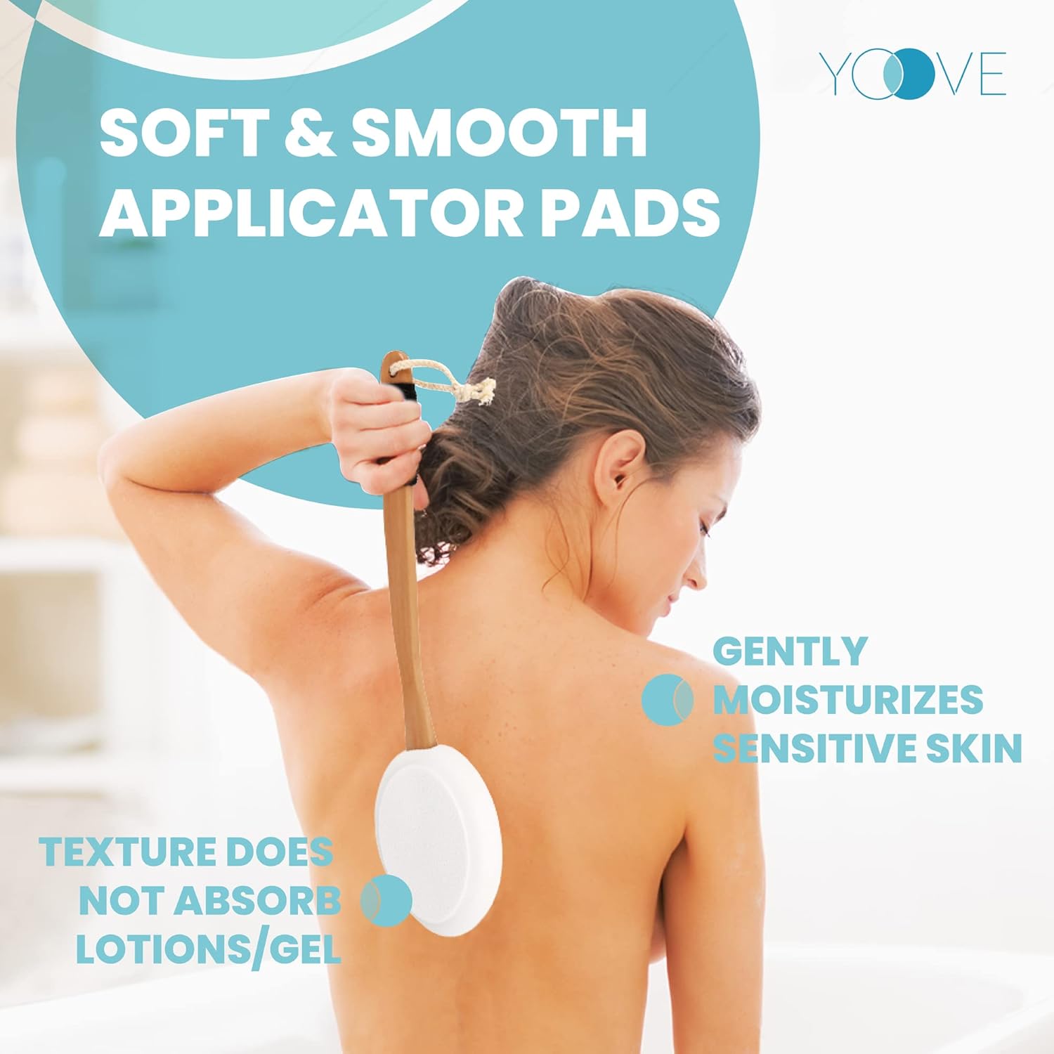 Lotion Applicator for Back | 17" Long Handle Back Lotion Applicator | Easy Reach Self Application for Body Cream, Self Tanning, Pain Relief Gels & Medical Ointments | Includes 4 Textured Pads : Health & Household