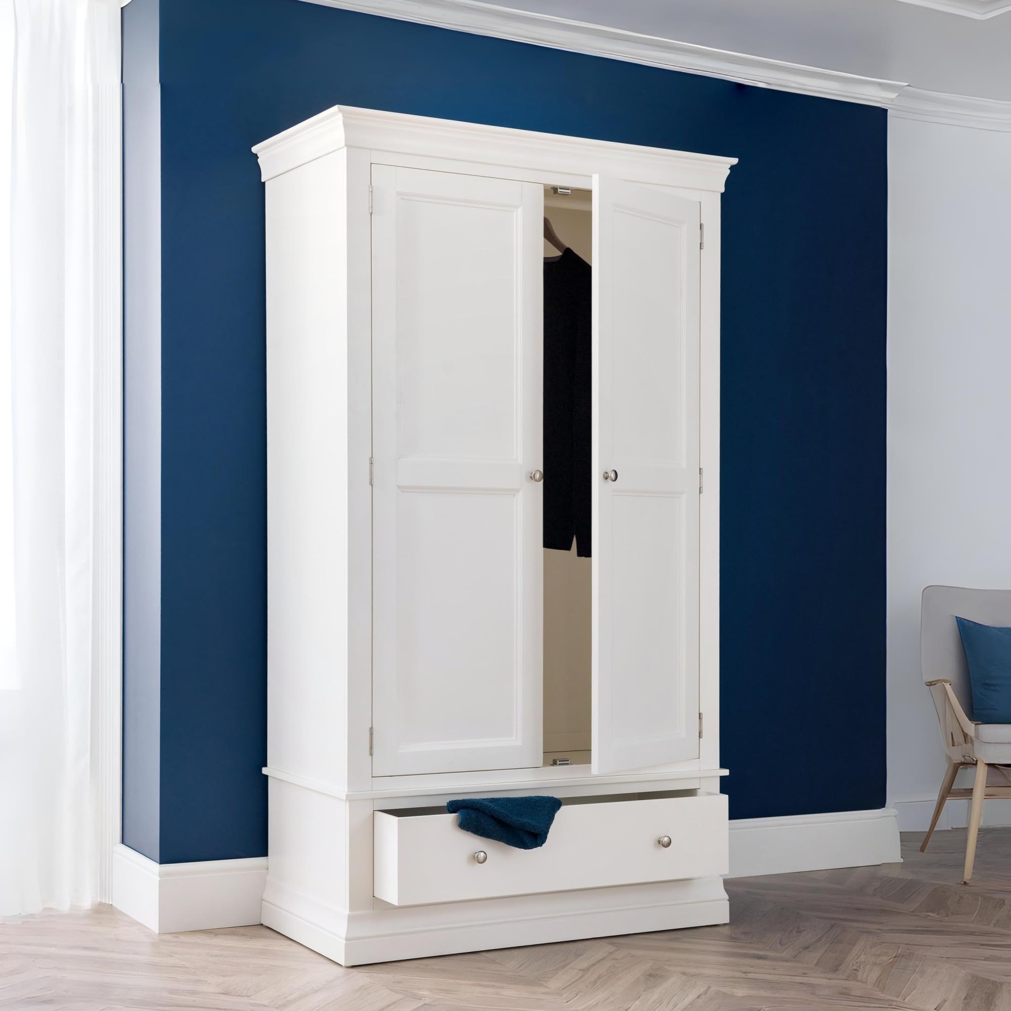 Julian Bowen Clermont 2 Door Single Drawer Surf White Wardrobe