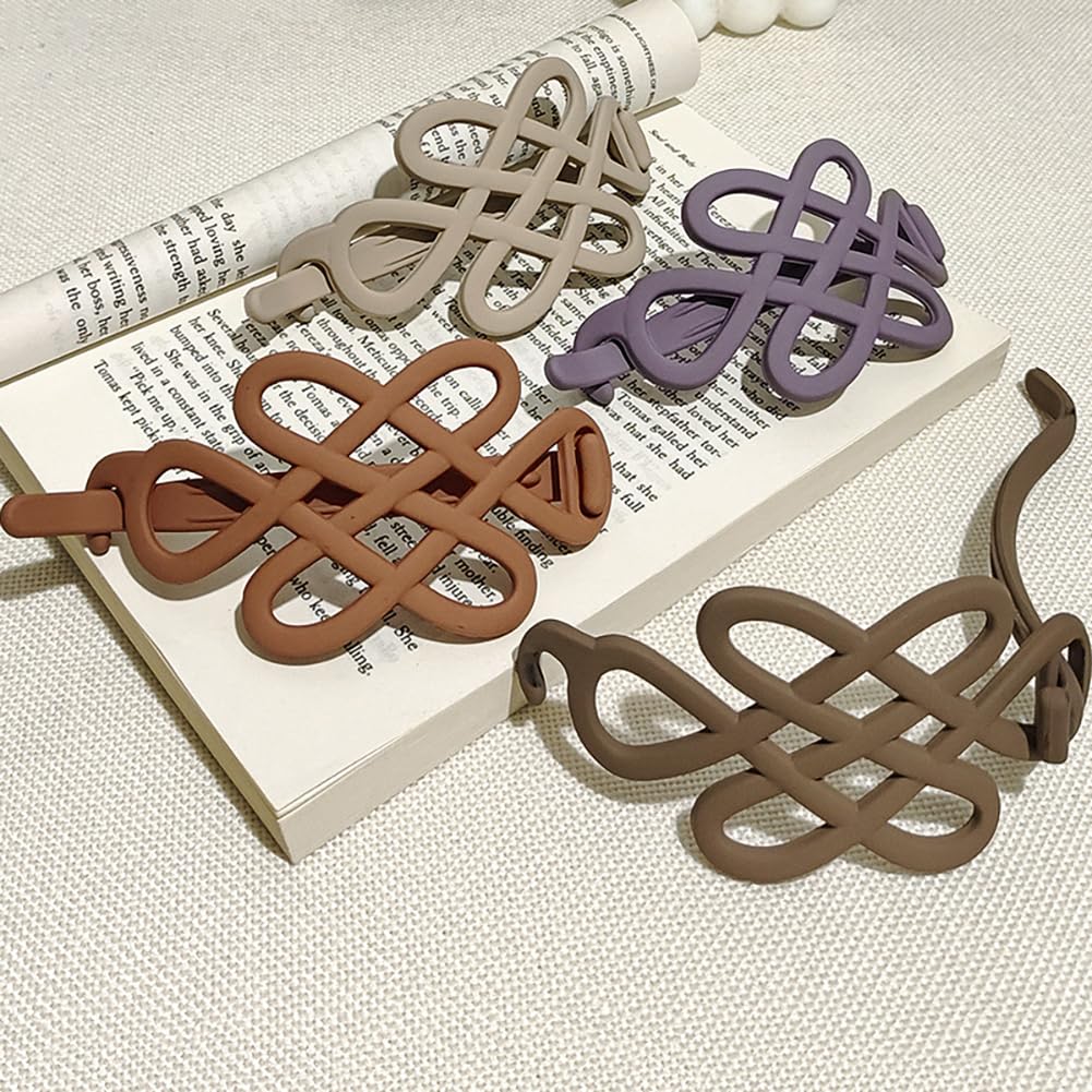 6PCS French Concord Flat Hair Clips,4.7 Inch Hollow Curved Hair Claw, Strong Hold Hair Clips for Fine Hair Thick Hair Short Hair Ladies - Image 3