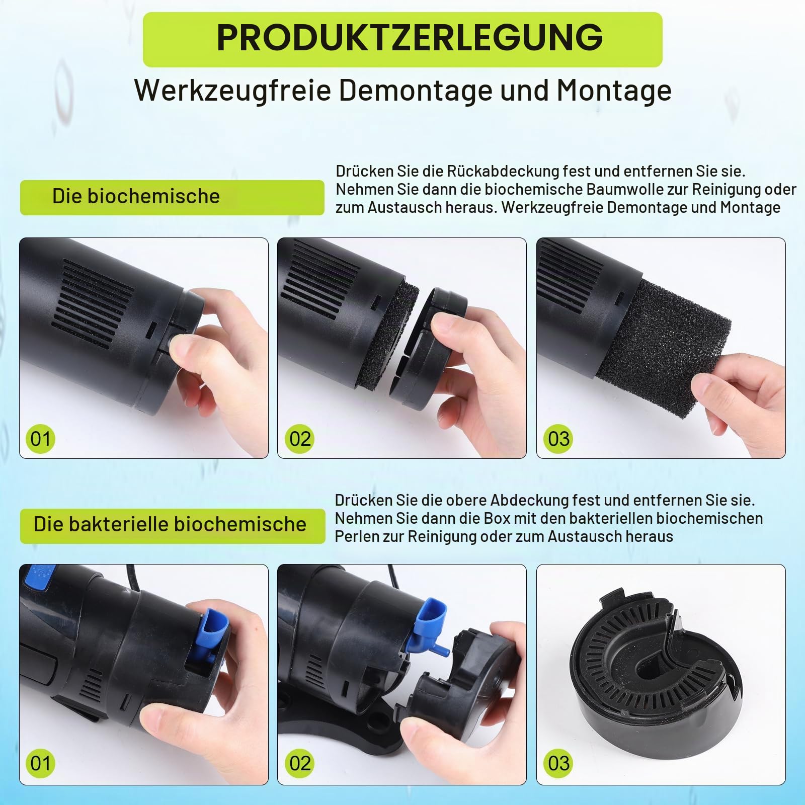 EXLECO 4 in 1 Aquarium 700L/H 18W Filter mit 7W UV Lampe UVC Klärer | Inennfilter, Aquariumfilter für Tank 150-300L, Aquarien Filterpumpe Skimmer Schwammfilter für Aquarien Filtermaterial