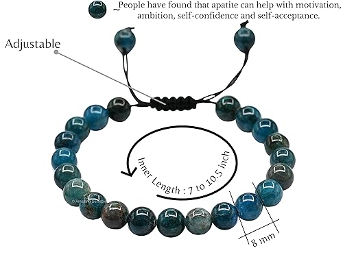 Vista 596 de Amazing Gemstone Yaxaite Bracelet for Women Men's Gifts - Protection Healing Crystal Bracelet - 8mm Gemstone Beaded Adjustable Bracelet Pulseras