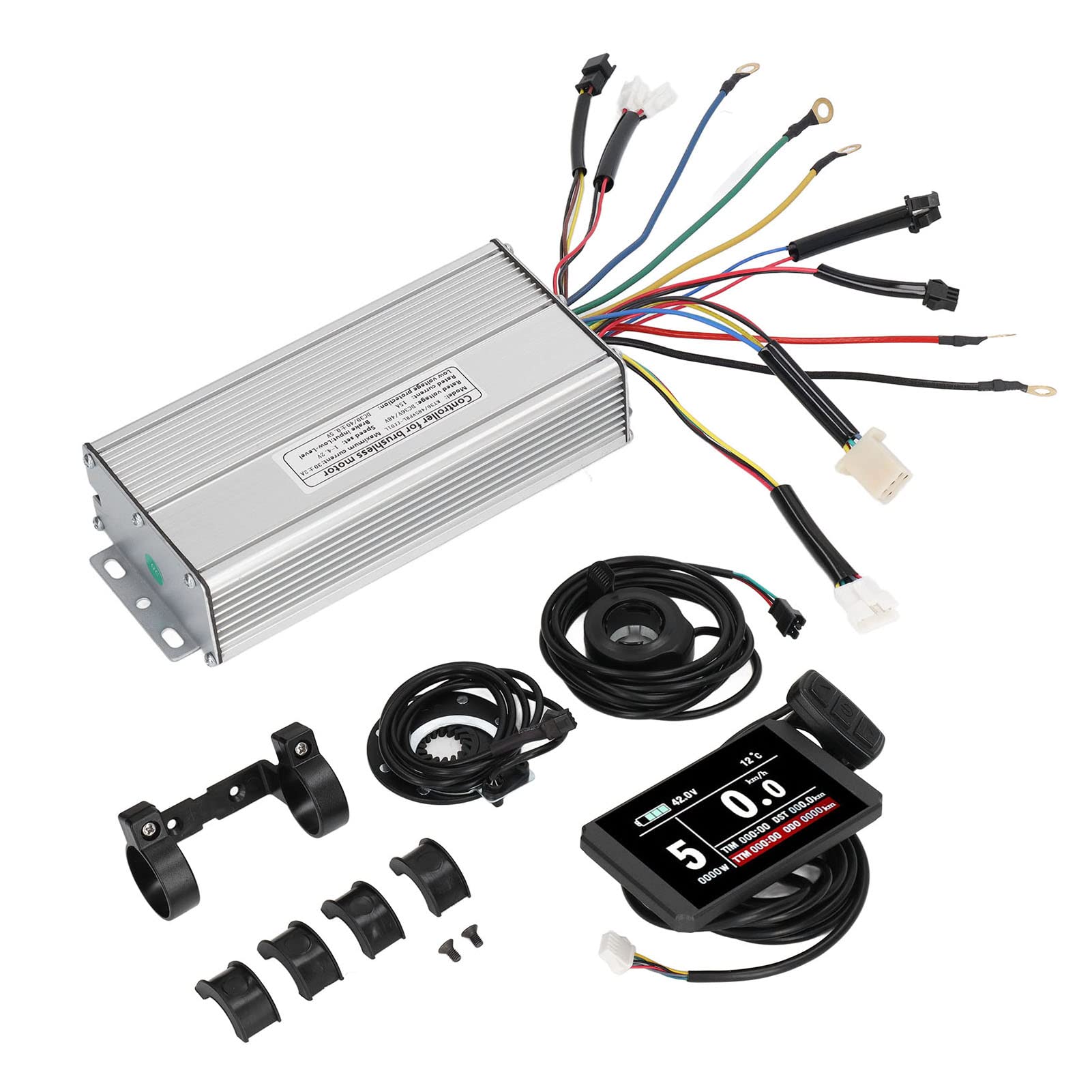 Zestaw do konwersji roweru elektrycznego MAPHRWZ, do samodzielnego roweru elektrycznego z miernikiem LCD8H, przepustnicą kciukową, kontrolerem, okablowaniem czujnika, zasilaczem,