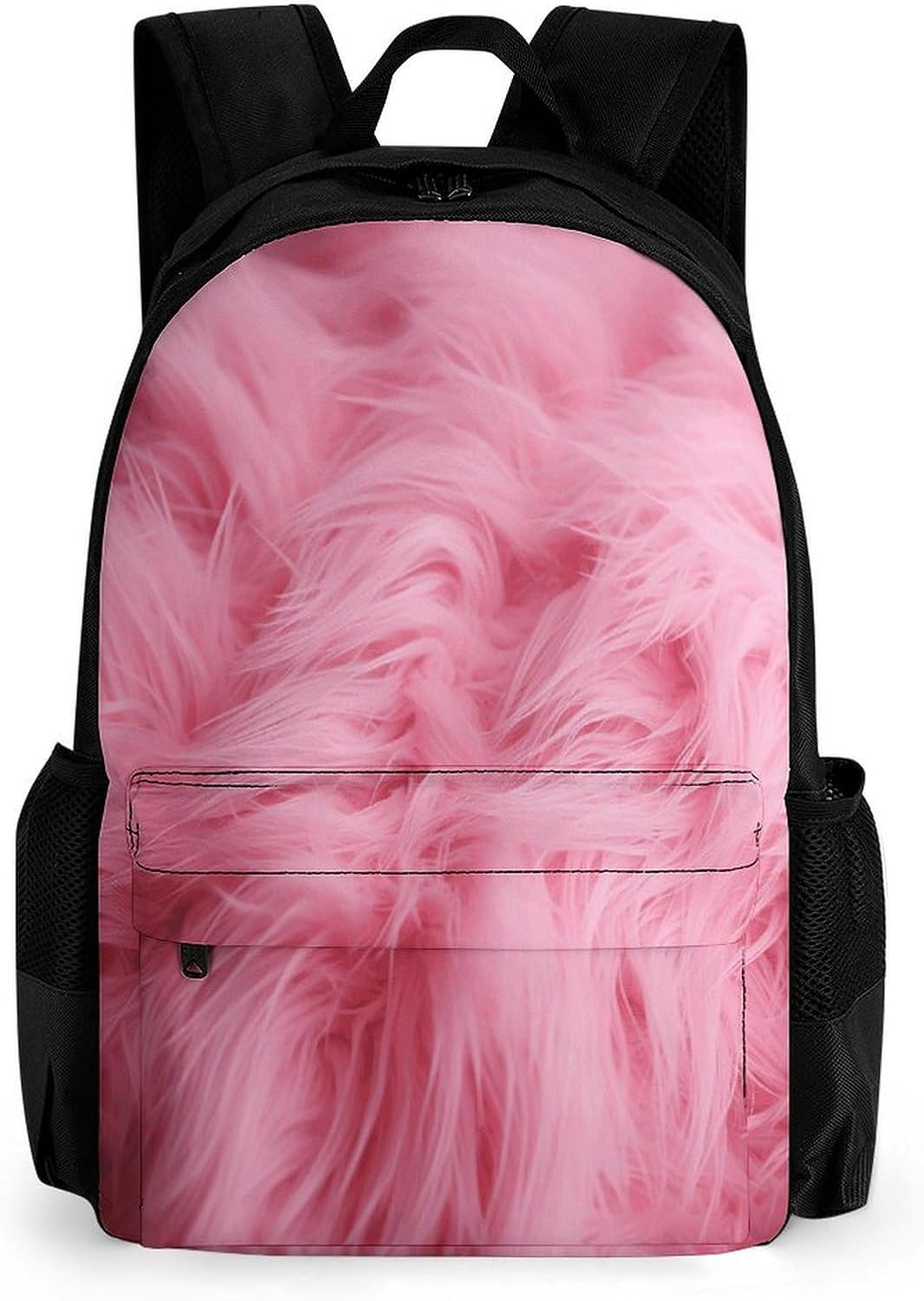 Pink Fluffy Fur Pattern Backpack Daypack Travel Backpack | Lightweight Casual Laptop Backpack for Women Men Aesthetic Travel Bag for Weekender Business Hiking Outdoor