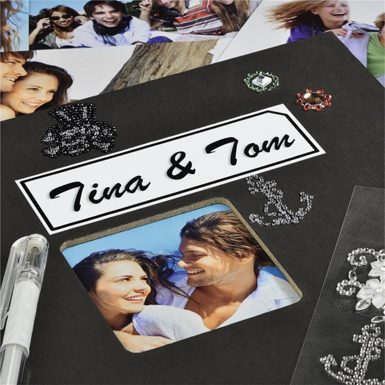 Álbum de fotos Álbum de fotos creativo 31 x cm, 30 páginas negras, papel for manualidades, álbumes recortes, fotografías for aniversario boda