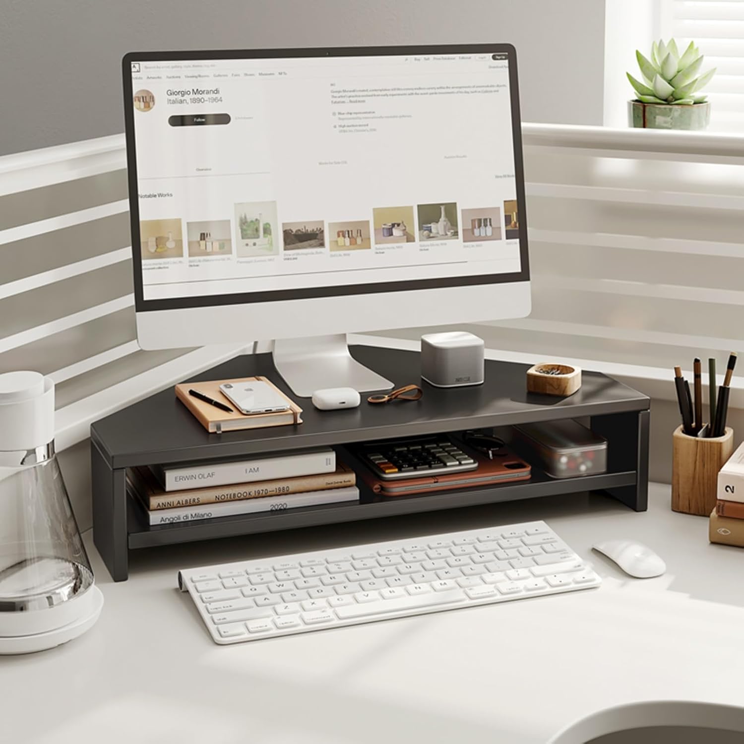 Amazon.com: Corner Monitor Stand Wood Cut Triangle Corner Computer ...