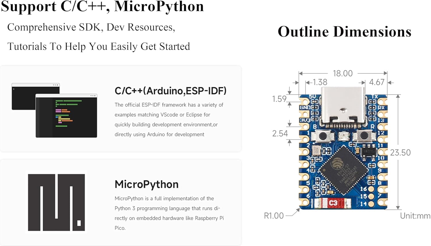 (3PCS) ESP32-S3 Mini Development Board, Based on ESP32-S3FH4R2 Dual-Core Processor, 240MHz, 2.4GHz Wi-Fi & Bluetooth 5, Support IoT, Mobile Devices, Wearable Electronic Devices, Smart Homes image 6 of 9 B0FJFZ51F8