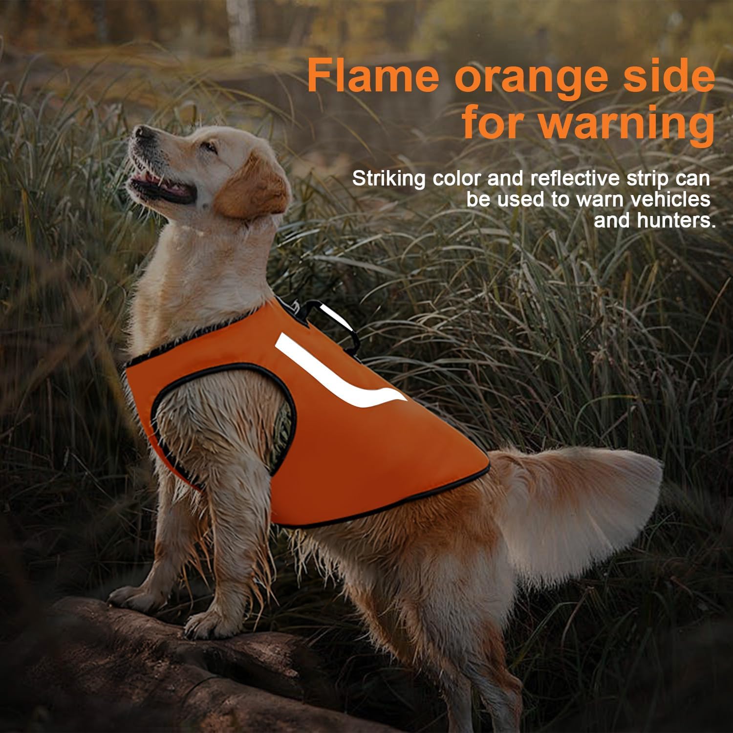 Dog Hunting Vest - Reversible Reflective Tactical Style(Camo/Orange), 4.5mm Neoprene Waterproof, Lightweight Reflective Gear for Small/Medium/Large Breeds (M)