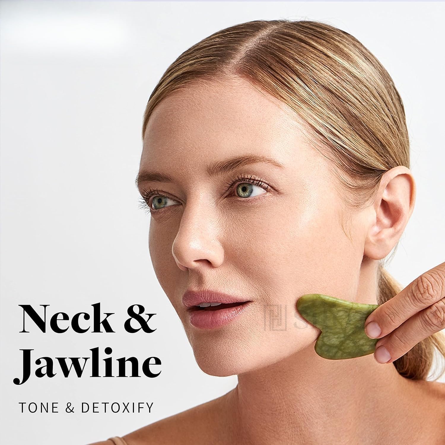 KEMETHY Jade Roller & Gua Sha Set Face Roller Anti-Aging Facial Roller Natural Green Jade Beauty Massager Tool Skin Care Tool for Face Neck Eye to Reduce Wrinkles Airtight (Pack of 1) 2