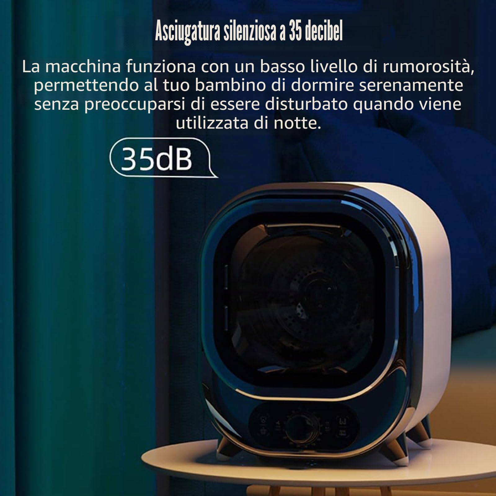 Asciugatrice Piccola, asciugatrice a condensatore Portatile da 3 kg, Mini asciugatrice con 5 modalità di Asciugatura Automatica, for Uso da banco o a Parete (Color : Green)
