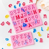 Vista 4 de 4 PCS Silicone Letter Molds, Non-Stick Number and Letter Fondant Molds for Chocolate, Candy, Cake Decoration, Cupcake Topper