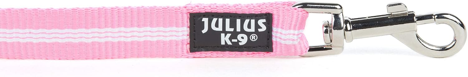 Julius-K9 214DP-NL-PN IDC Tubular Webbing Adjustable Leash, 0.98 x 86.61 in, Pink