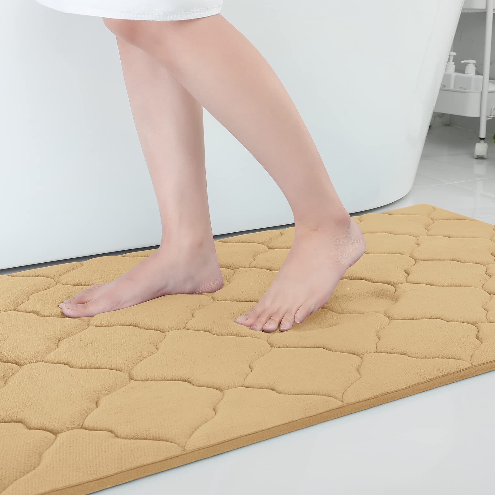 OLANLY Memory Foam Bath Mat Rug 59x34, Ultra Soft and Absorbent Bathroom Rugs, Non-Slip, Comfortable, Machine Washable Bath Carpet for Bathroom Floor,
