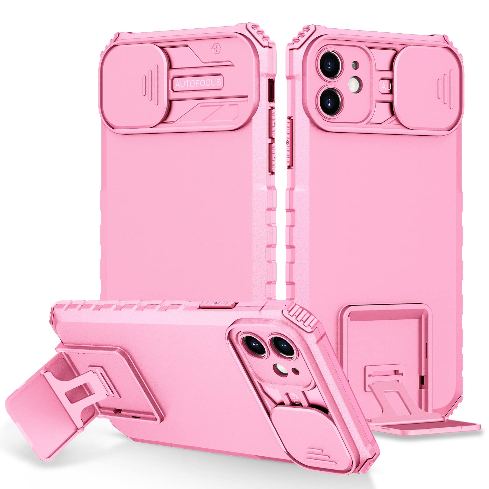 Étui silicone pour iPhone 11 rose avec support vertical et horizontal antichoc - 8