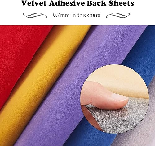 Miniatura 4 de BENECREAT 19 piezas de tela de terciopelo de colores mixtos de 8.3 x 11.8 pulgadas, hojas traseras adhesivas A4, hoja de tela de terciopelo