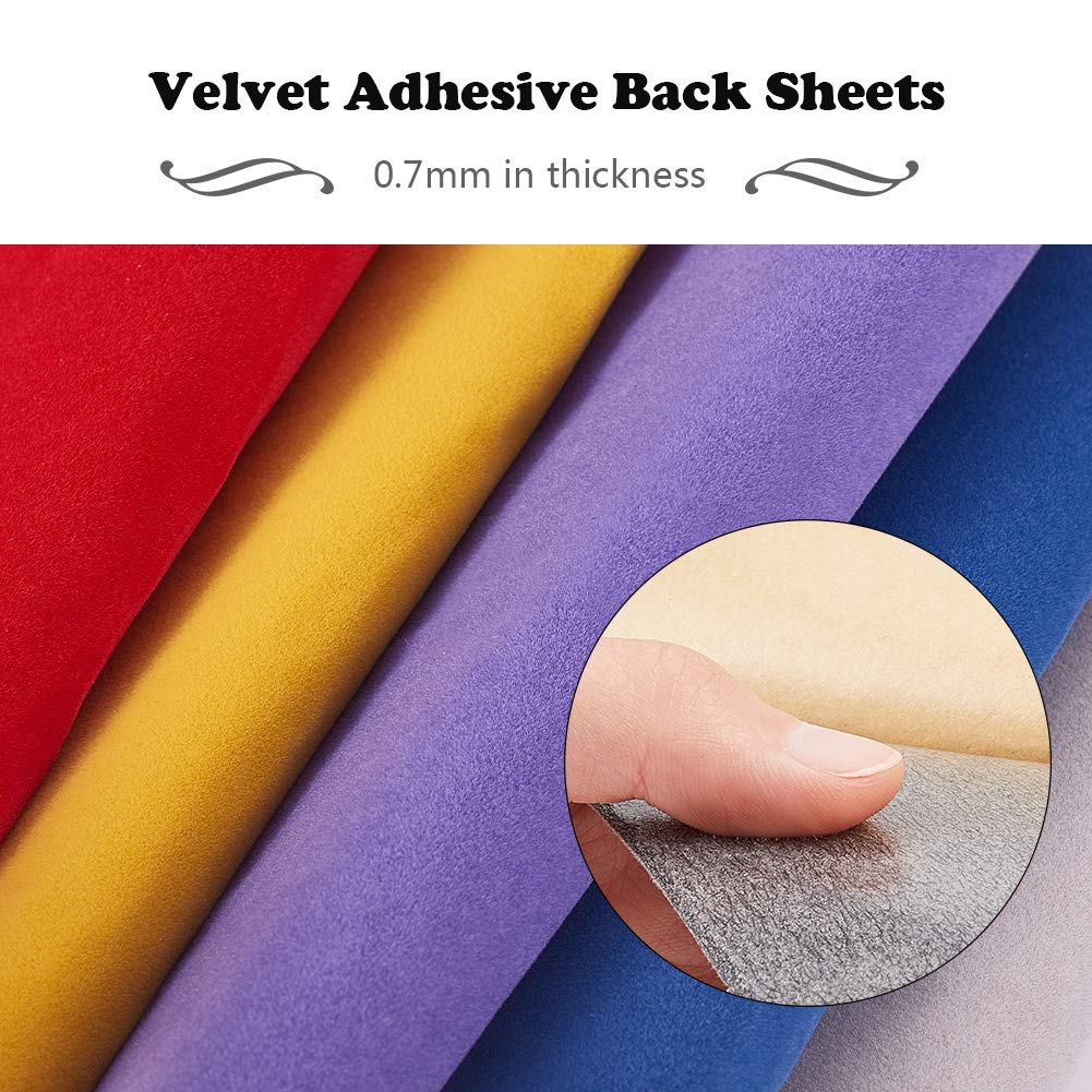 BENECREAT 19 Colors 8.3x11.8 Velvet Fabric Sticky Back Adhesive Back Sheets A4 Self-Adhesive Velvet Fabric Sheet for Halloween Christmas Decor Art and Craft Making