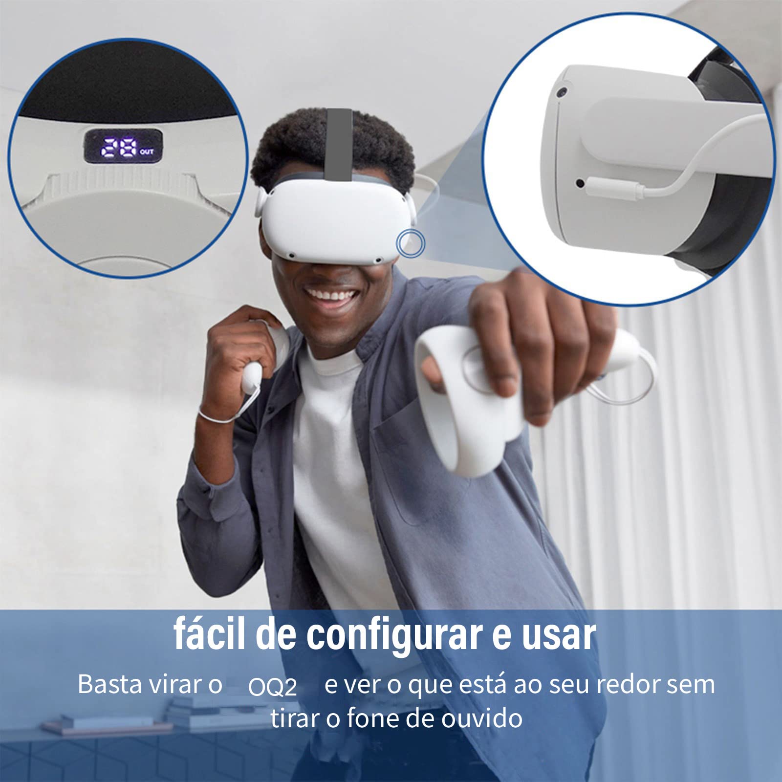 Elite Opaska Z Baterią Do Oculus Quest 2, Regulowana Opaska Na Głowę I Bateria 6000mAh, Lampka Oddechowa RGB, Poprawiają Wrażenia Z Gry I Zapewniają Wygodne Akcesoria VR Dla Dzieci I Dorosłych.