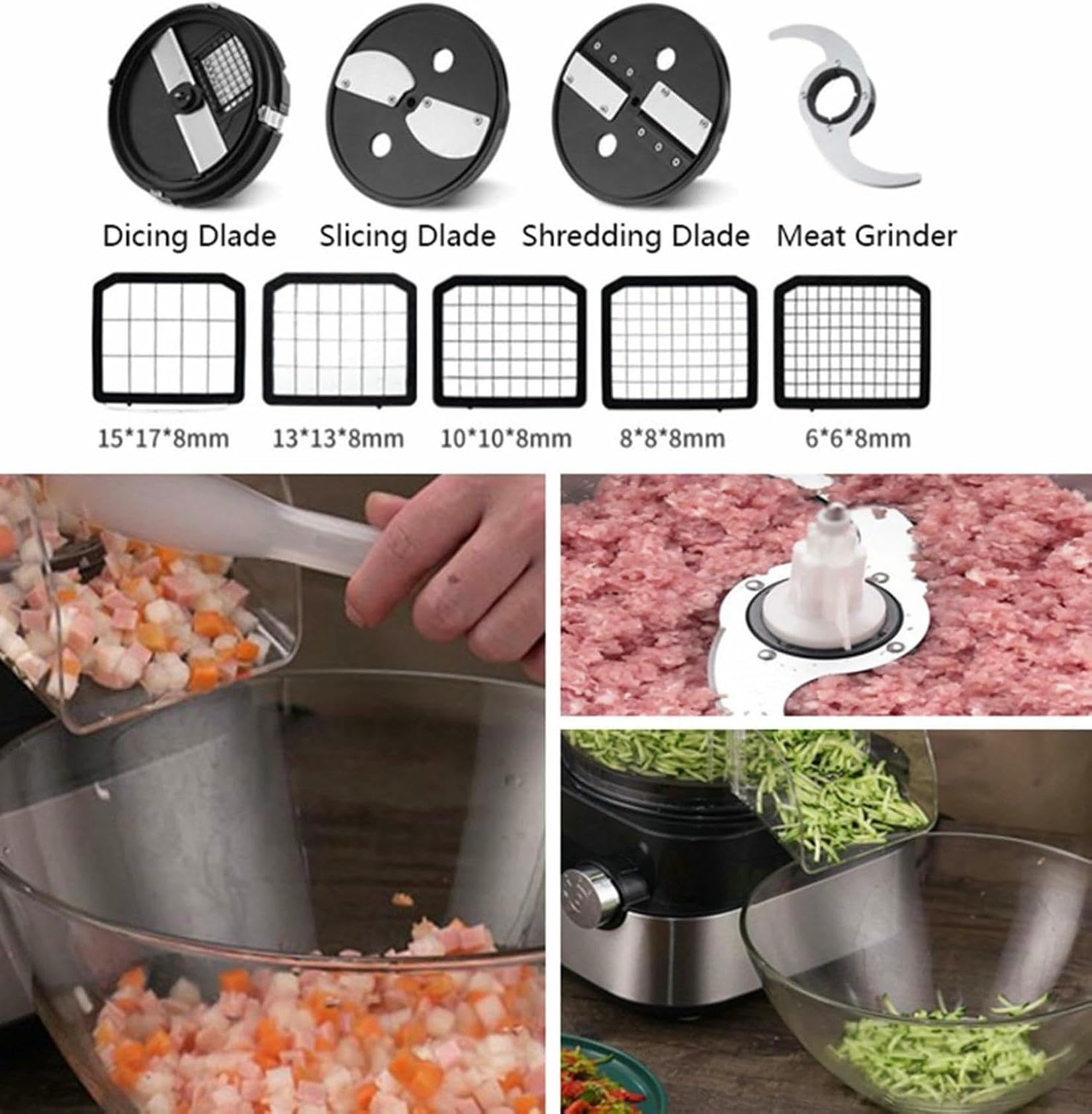 Cortadora De Verduras Comercial 5 En 1, Procesador De Alimentos Comercial, 600 W para Frutas Y Verduras.