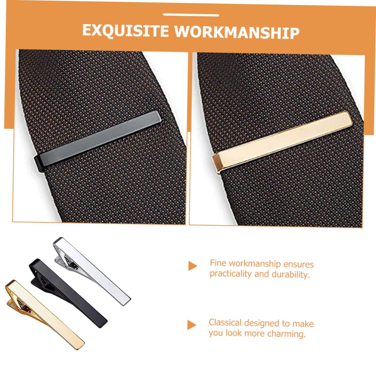 3 Stück-pack Goldene Krawattenklammern aus Kupfer für Herren Klassisch und Stilvoll für Hochzeiten und Business Meetings Praktisches und Modisches Accessoire