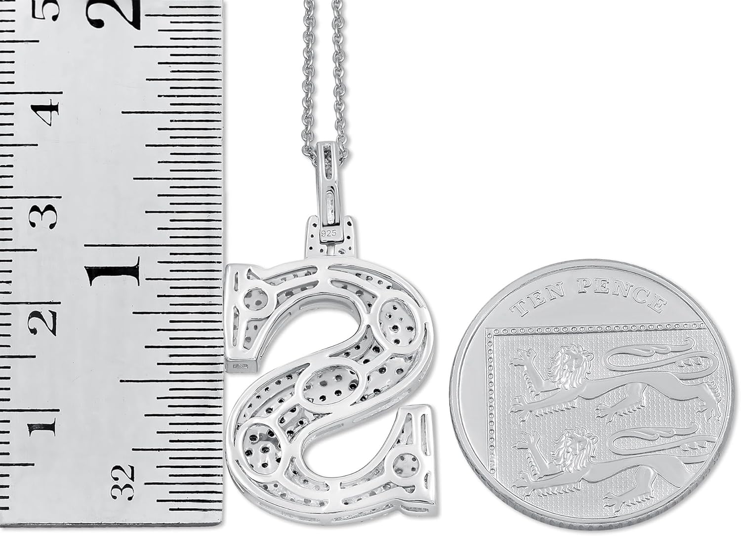 White Gold Plated & Yellow Gold Plated Moissanite Initial Letter Pendant Necklace for Men Women - 925 Sterling Silver Pendant with A to Z Alphabet Jewelry - Gift for Anniversaries or Special Occasions - Image 3