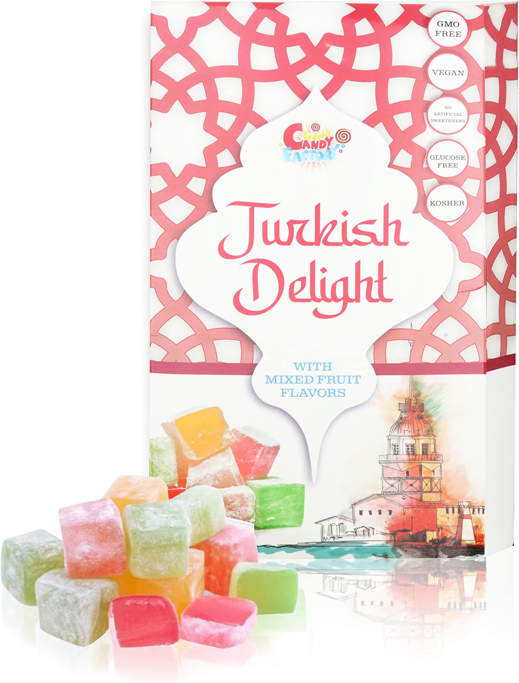 Turkish Delight with Assorted Fruit Flavors (15.8 oz) Gift Box for Everyone