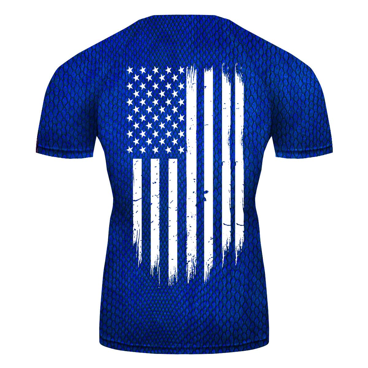 Snakeskin Short Sleeve Compression Training Rash Guard Men's American Flag Patriotic Shirts for MMA BJJ Jiu Jitsu No-Gi