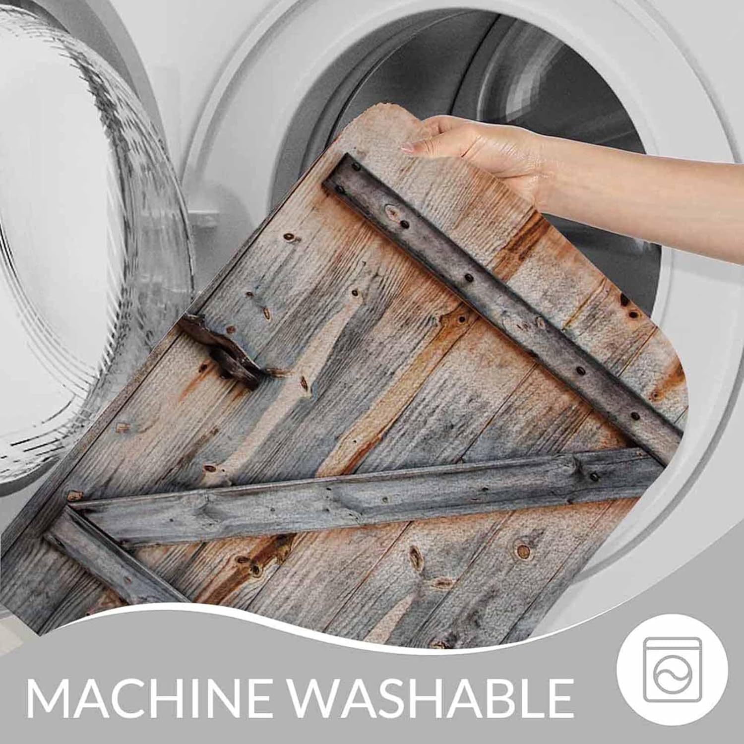 Wheels and Old Wood Bath Mats for Bathroom Rustic Country Barn Doors Floor Bath Rugs Machine Washable Bathmat Carpet Rug Room Decor for Shower Floor 20 X 31 inch