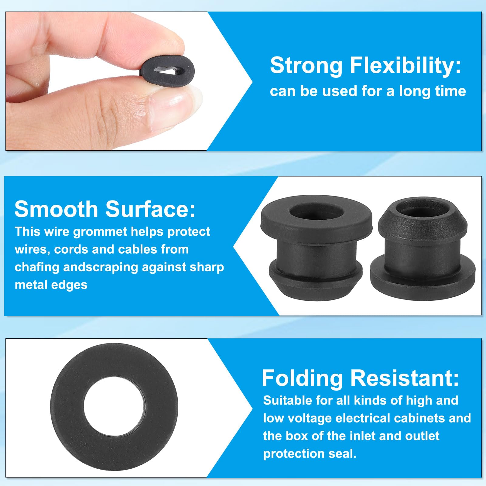 PATIKIL 9.5mm / 3/8 Inch Drill Hole,1/4 Inch ID Rubber Grommets - Image 3