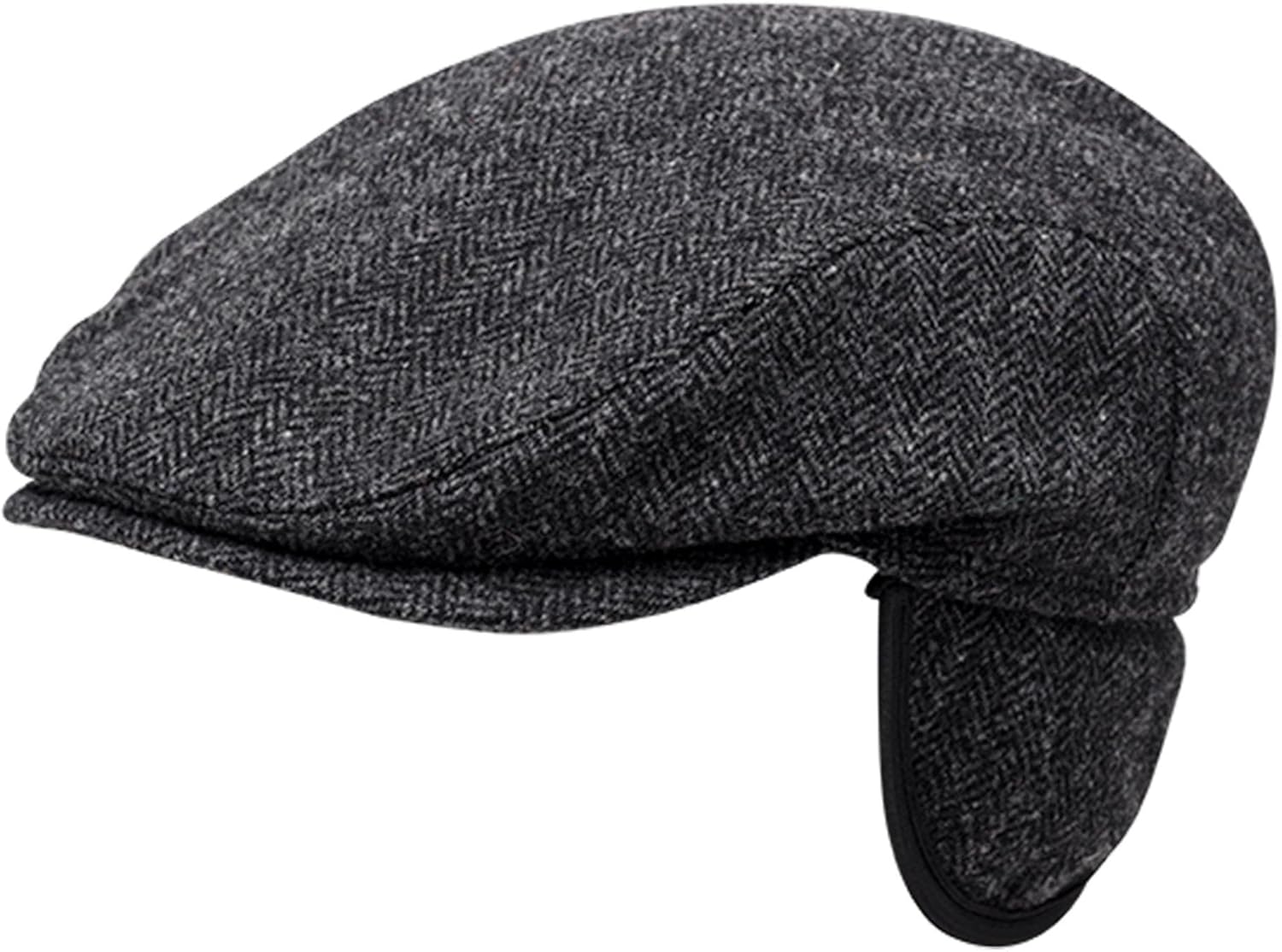 Wigens Men's Herringbone Wool Ivy Slim Cap with Earflaps