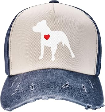 Pitbulls Heart Baseball Cap Dad Hat Adjustable Classic Cotton Curved Brim Hat Men Women Black and White