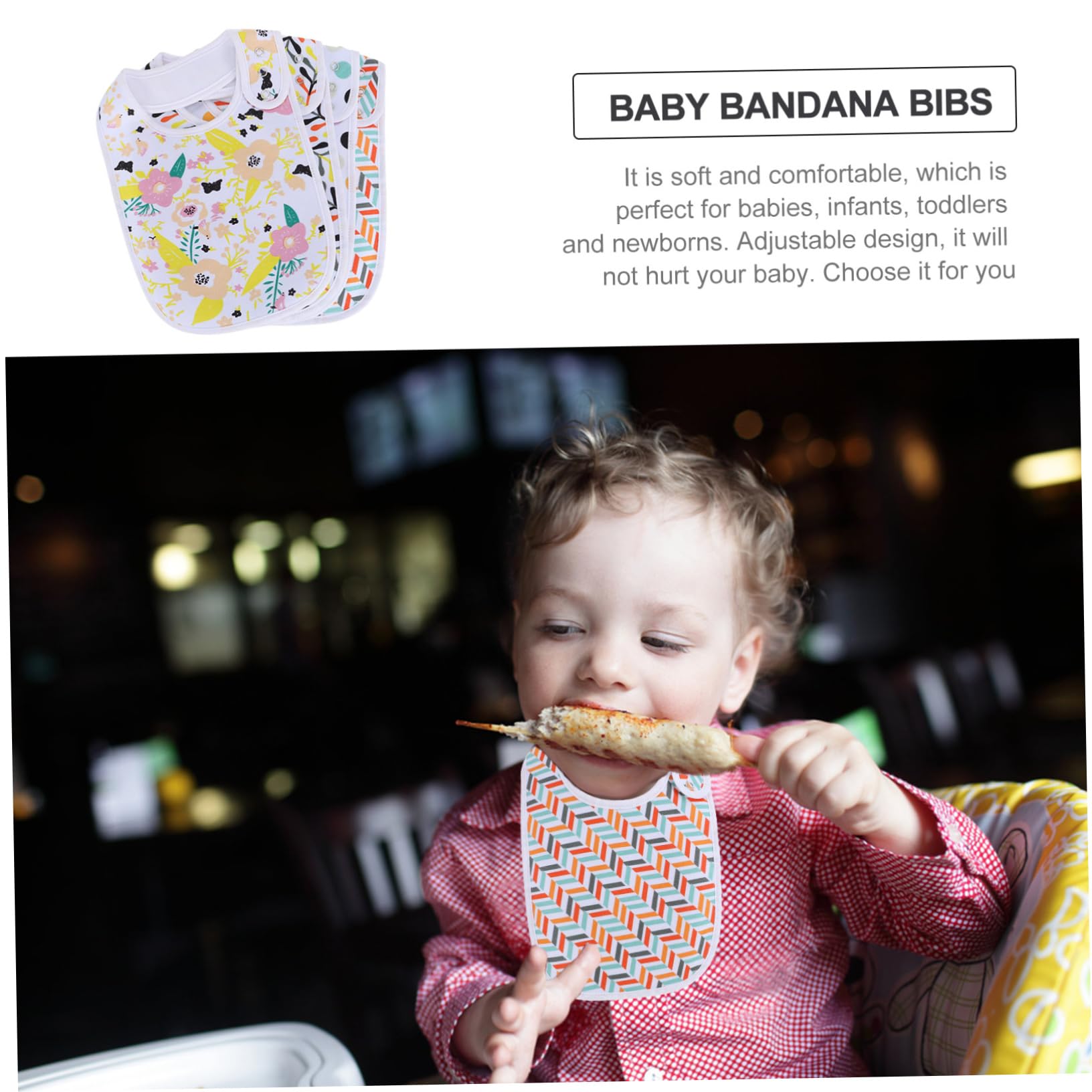 Abaodam 8piezas Baberos De Algodón Para Bebés De Ajustables y Absorbentes Para Recién Nacidos y Diseño De Bandana y Cómodo