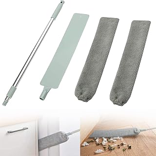 MONEYN Retractable Gap Dust Cleaner 39.7-55.7'' Flexible Microfiber Dust Collector with Replacement Cloth Cover , Long Handle Aluminum Rod Dust Brush for Household Appliance Dust Cleaning