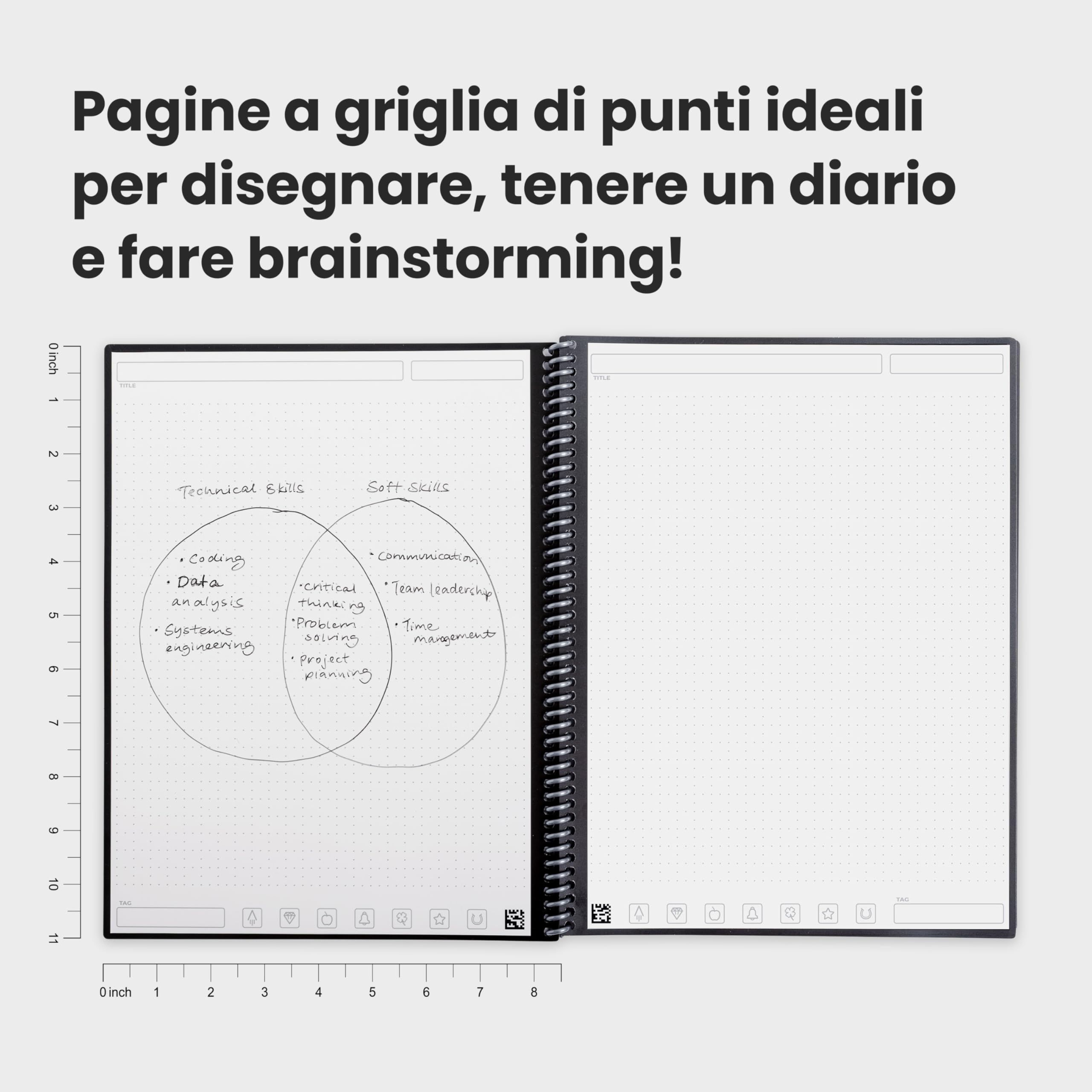 Rocketbook Core Quaderno a Spirale Riutilizzabile, Formato Letter 21 cm x 29,7 cm, Nero - Pagine Puntinate, Connessione App, Copertina Resistente, Ideale per Scuola, Lavoro e Progetti Creativ