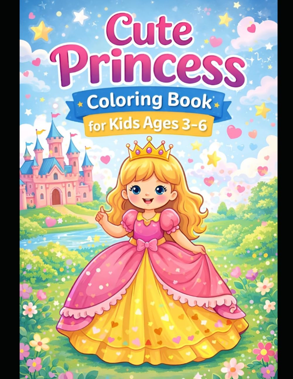 Cute Princess Coloring Book for Kids Ages 3–6: Simple, Big & Easy Coloring Pages with Princesses and Magical Scenes for Toddlers and Preschoolers