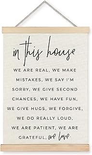 Yomisex in This House We are Real Family Wall Art Poster, Farmhouse Art Quotes Wall Decor, Inspirational Family Quote Canvas Prints Wall Art Framed for Bedroom Living Room Home, 12x16 Inch