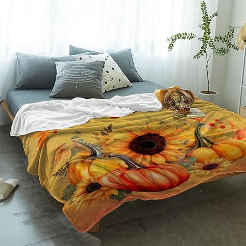 Miniatura 91 de YeeJu Manta decorativa de otoño, color naranja, Acción de Gracias, otoño, lindas calabazas, manta para sofá, cama, sala de estar, suave, acogedora