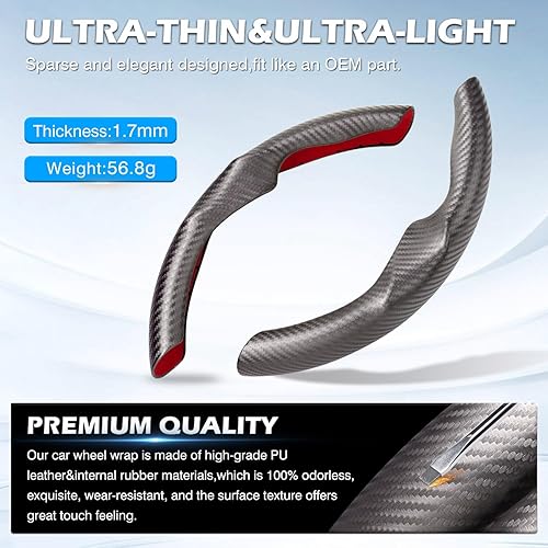 Miniatura 4 de Funda para volante de automóvil para Tesla Model Y 2020-2025 y Modelo 3 2017-2025, accesorios antideslizantes de fibra de carbono, protector de
